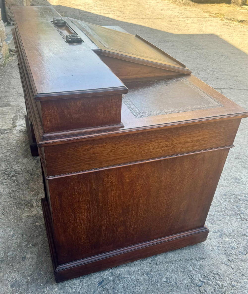 Large Edwardian Walnut Pedestal Desk View XI