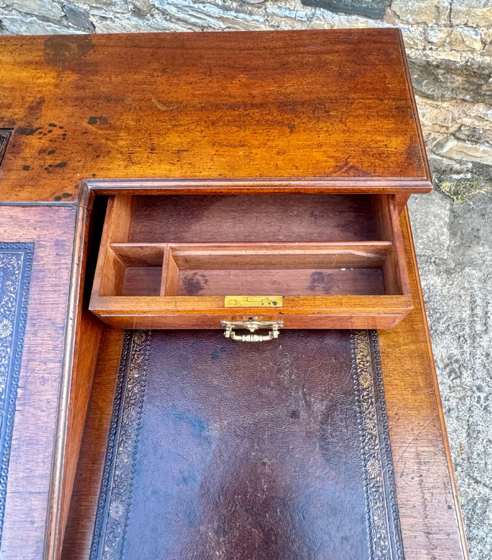 Large Edwardian Walnut Pedestal Desk View XIV