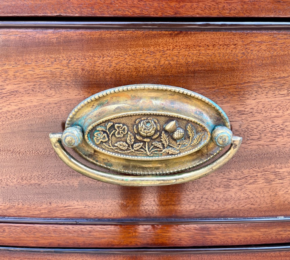 Small Georgian Mahogany and Ebony Bow Front Chest of Drawers View VI