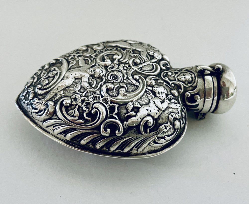 Antique Silver Cherub Perfume Flask View IV