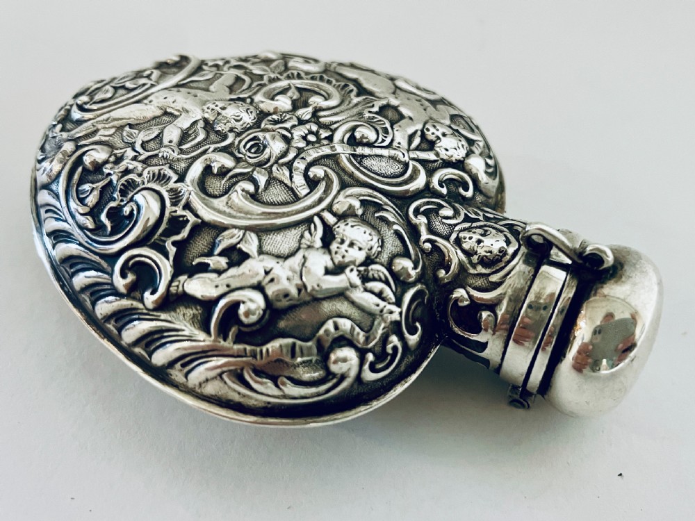 Antique Silver Cherub Perfume Flask View V