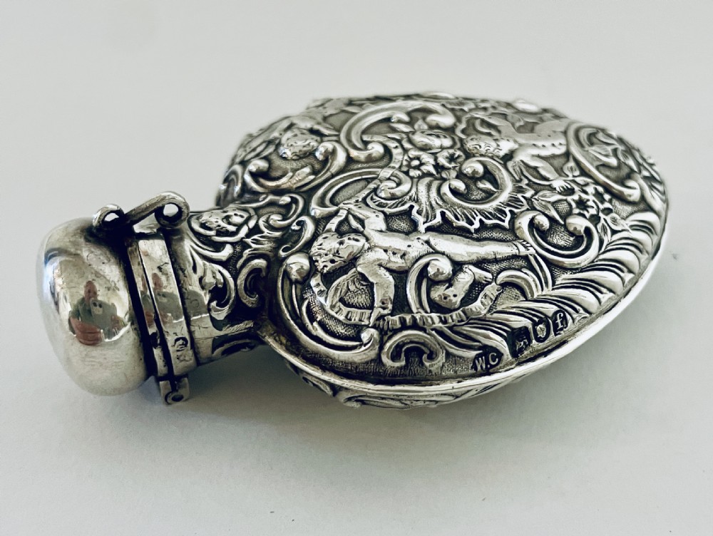 Antique Silver Cherub Perfume Flask View VI
