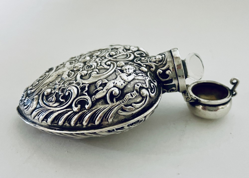 Antique Silver Cherub Perfume Flask View XII