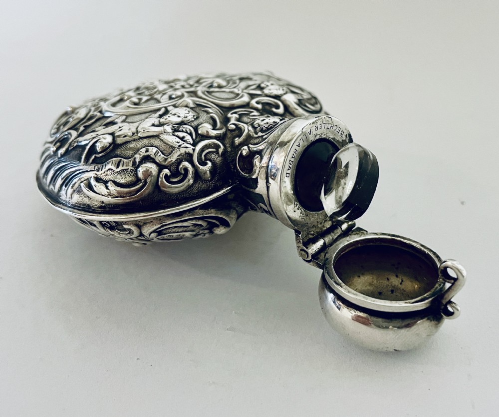 Antique Silver Cherub Perfume Flask View XIII
