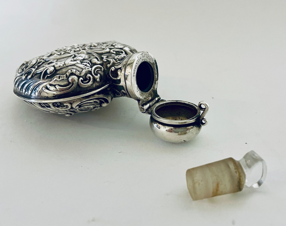Antique Silver Cherub Perfume Flask View XIV