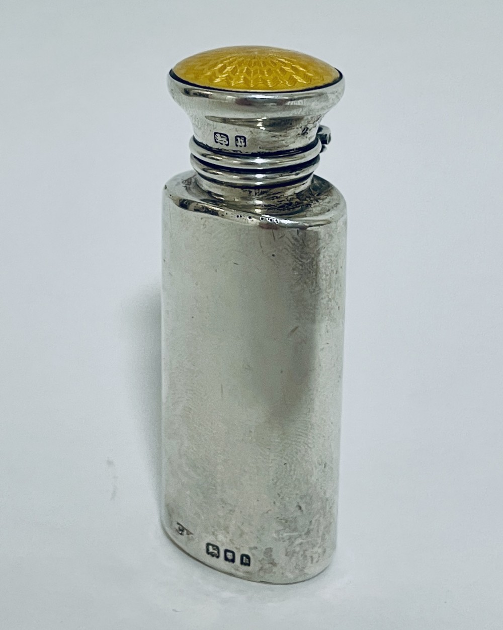 Art Deco Silver and Guilloche Enamel Scent Bottle