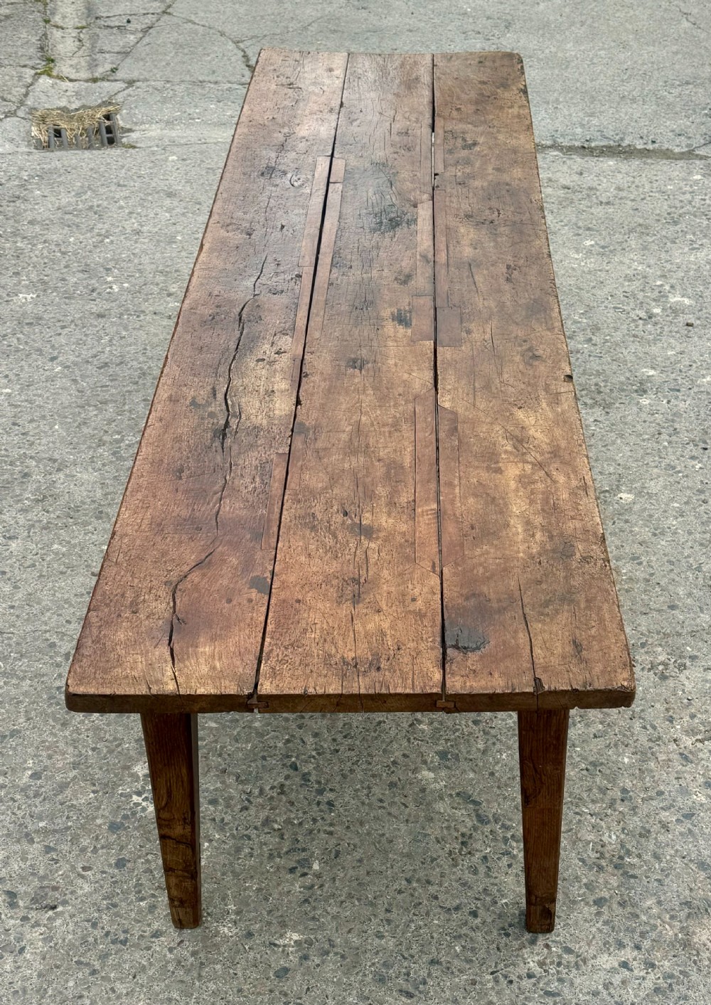 Antique French Elm and Oak Table View II
