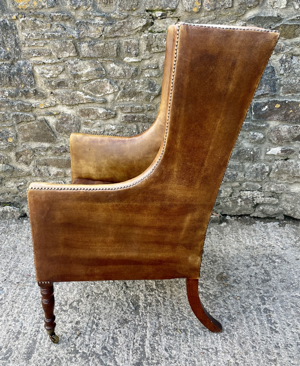 Antique Leather Wingback Armchair View IV