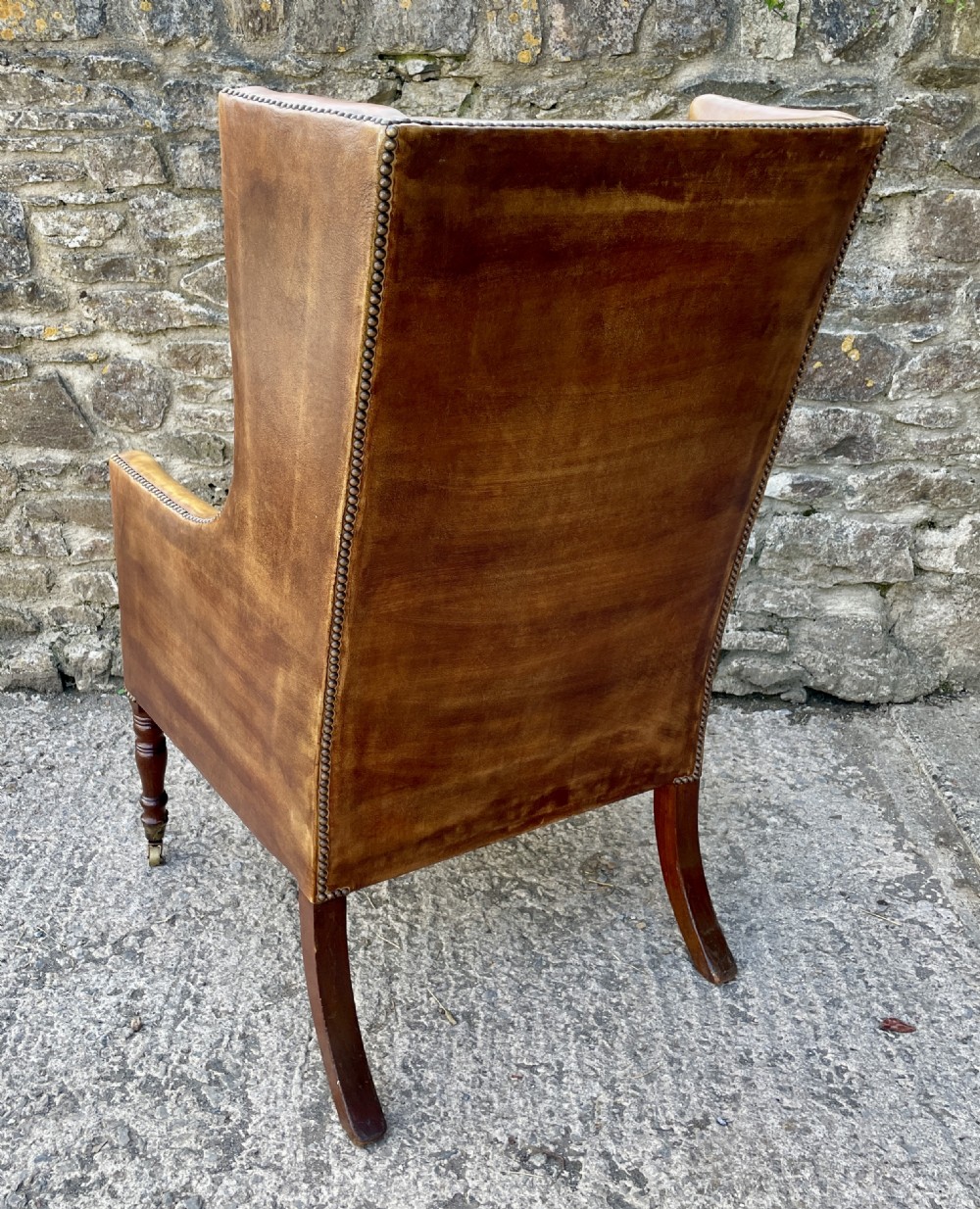 Antique Leather Wingback Armchair View V