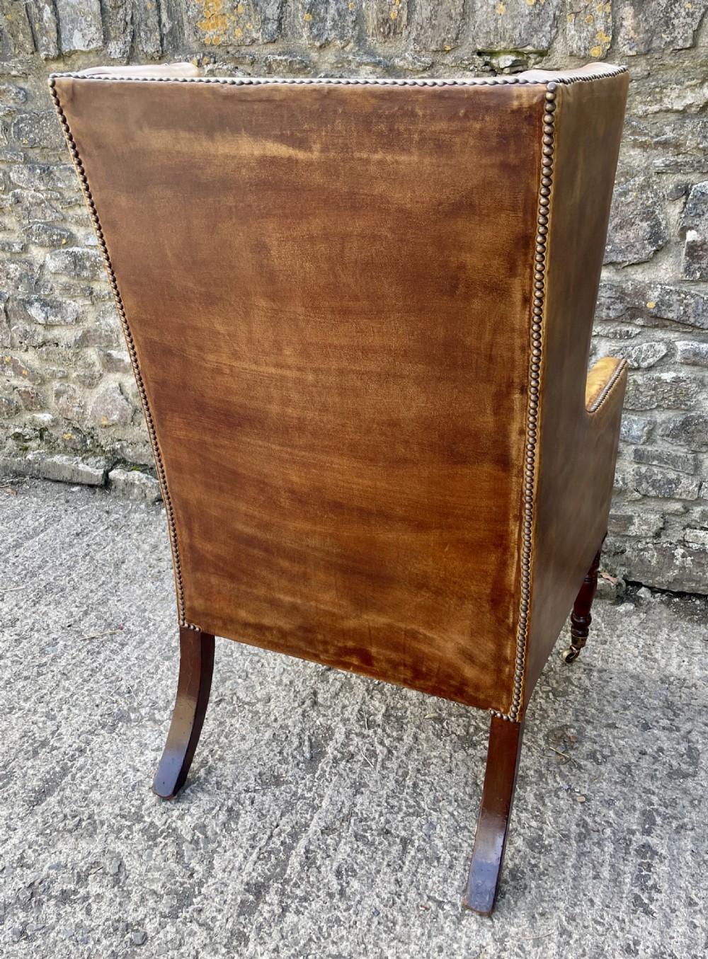 Antique Leather Wingback Armchair View VI