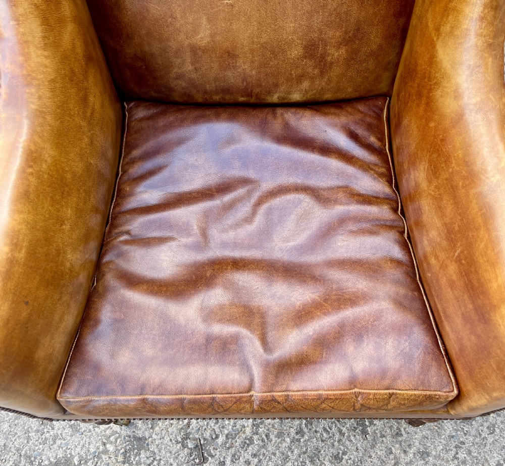 Antique Leather Wingback Armchair View IX