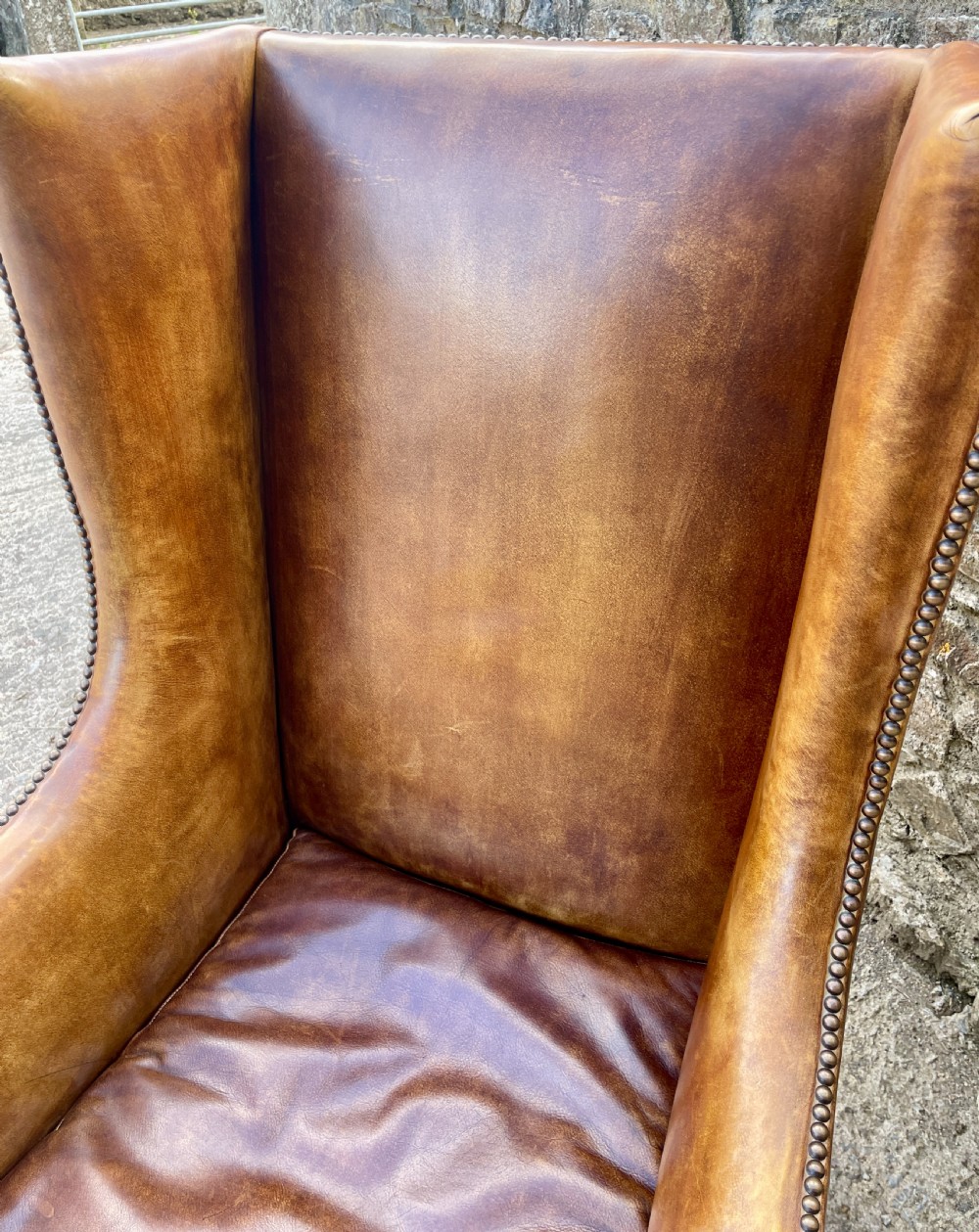 Antique Leather Wingback Armchair View X