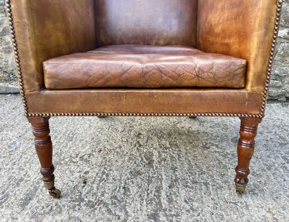 Antique Leather Wingback Armchair View XII