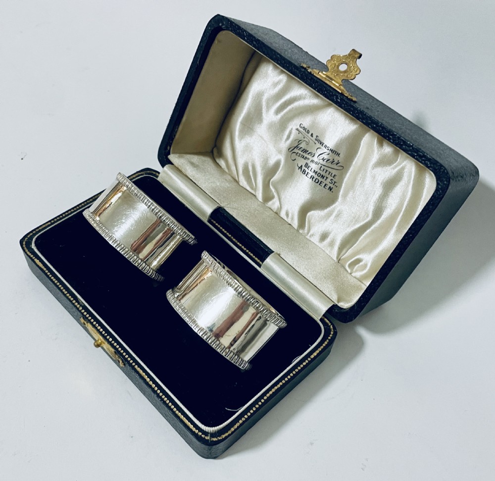 Pair of Antique Silver Napkin Rings in Box