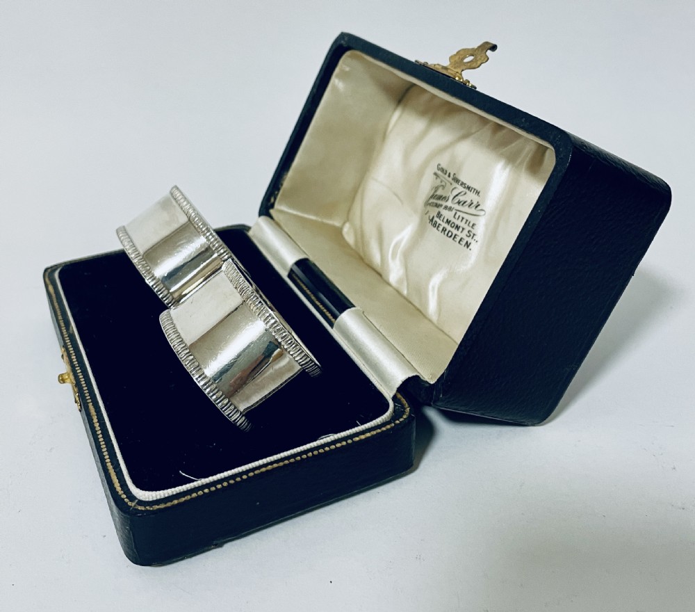 Pair of Antique Silver Napkin Rings in Box View IV