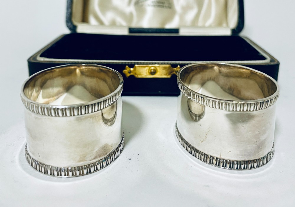 Pair of Antique Silver Napkin Rings in Box View VII