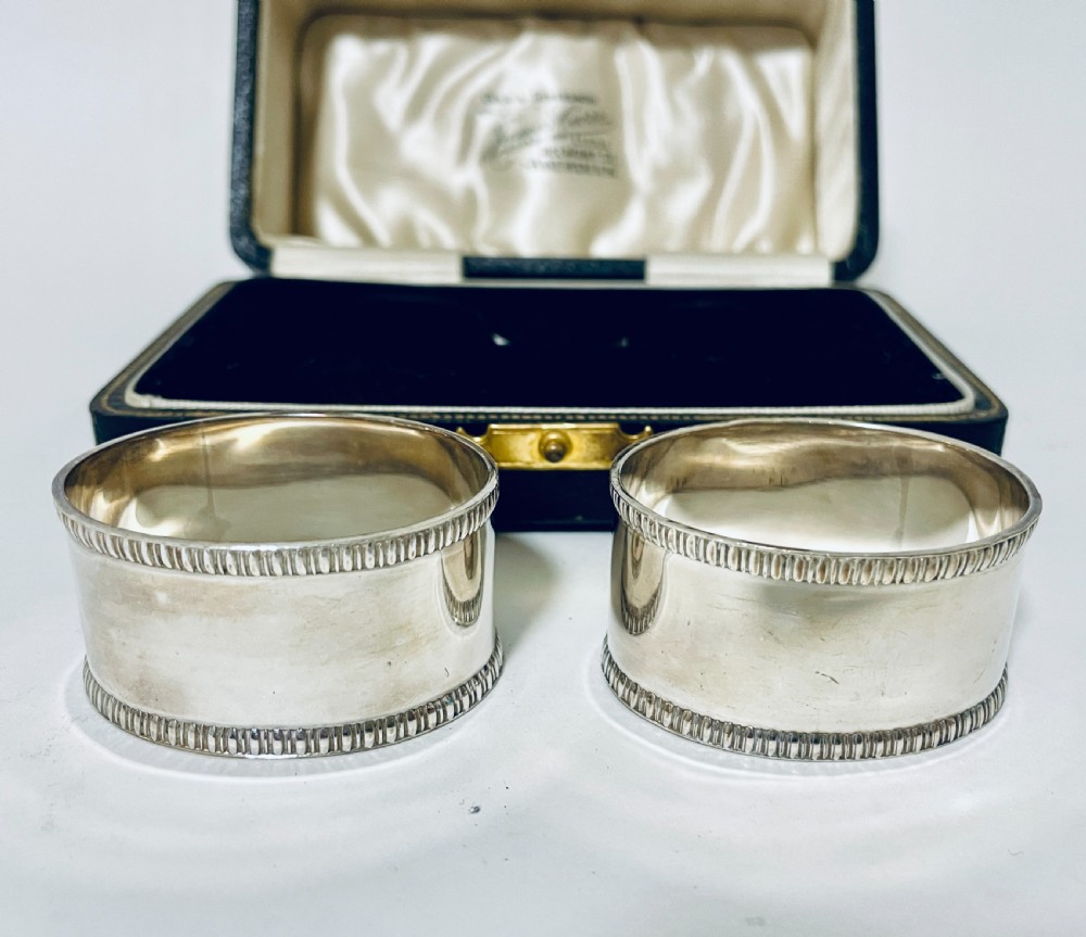 Pair of Antique Silver Napkin Rings in Box View IX
