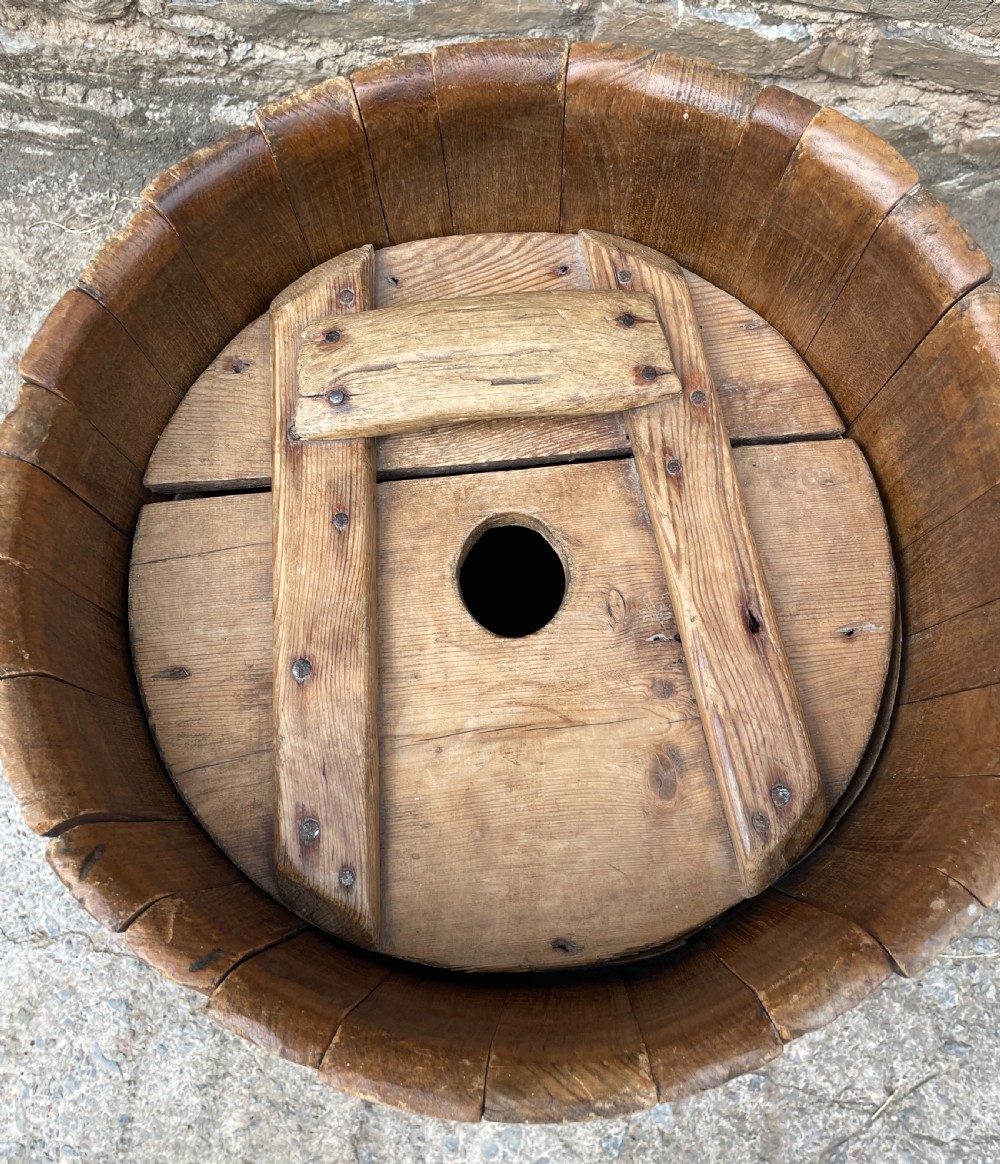 Antique Scandinavian Coopered Barrel with Lid View IV