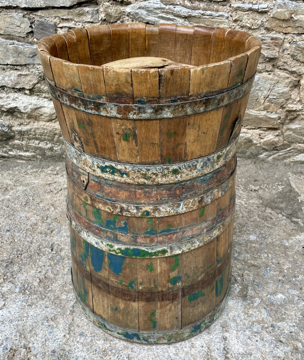 Antique Scandinavian Coopered Barrel with Lid View VI