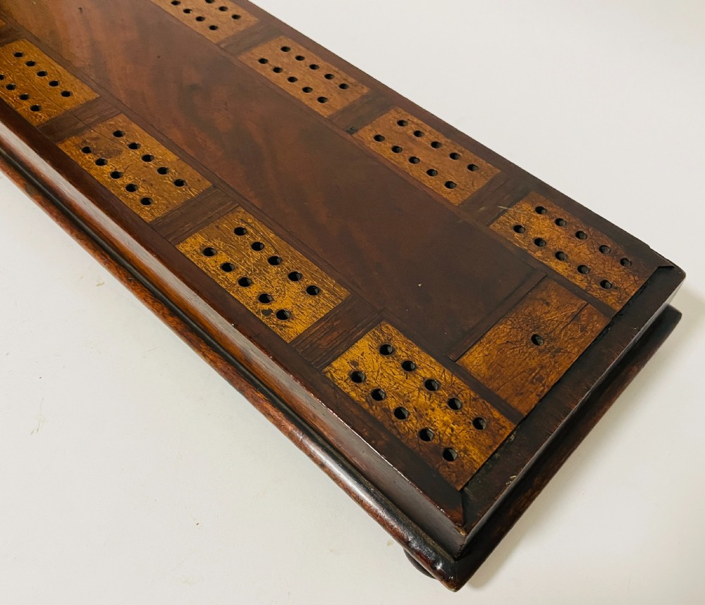 Victorian Mahogany Cribbage Board View XII