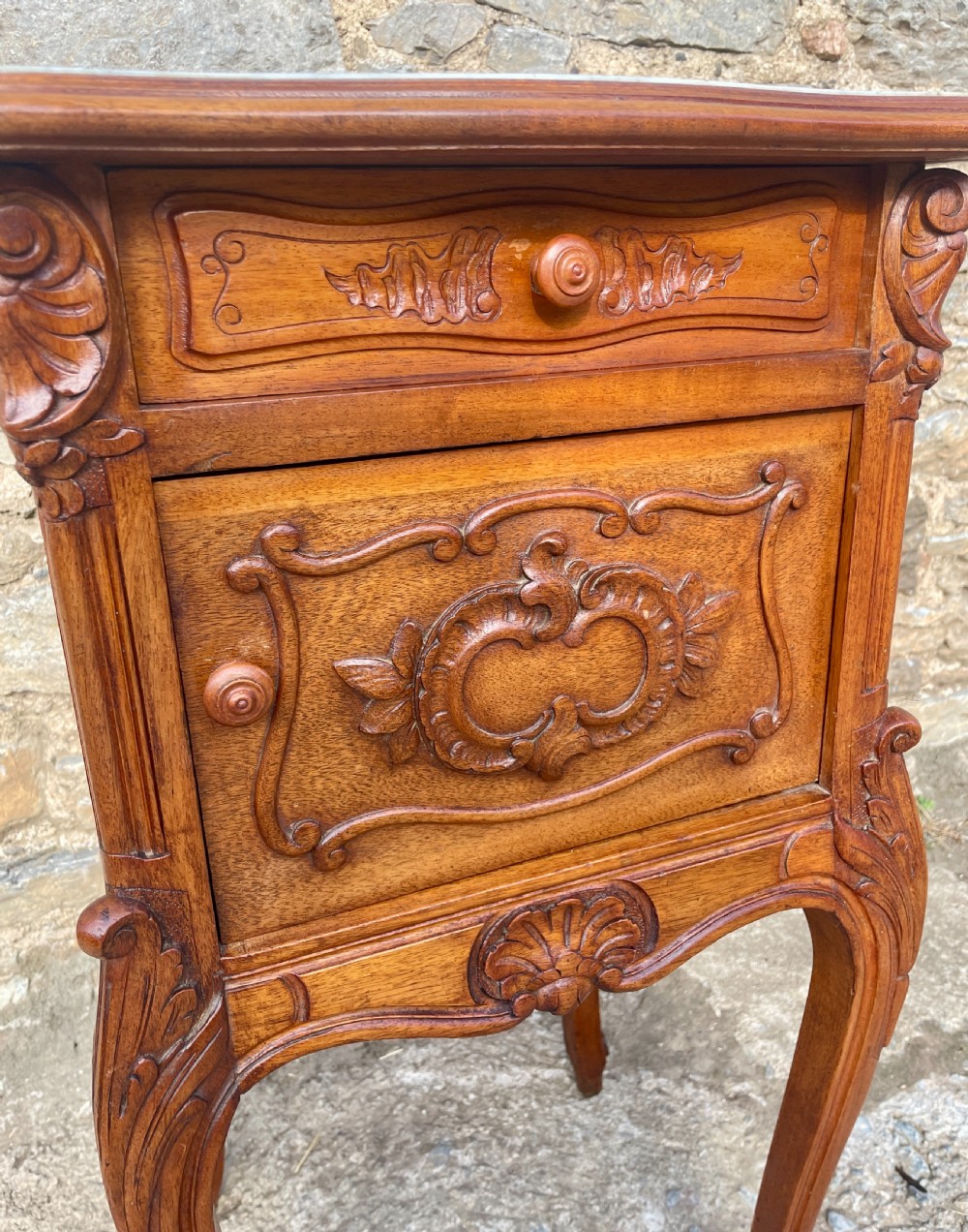 Antique French Marble Top Bedside Cupboard View III