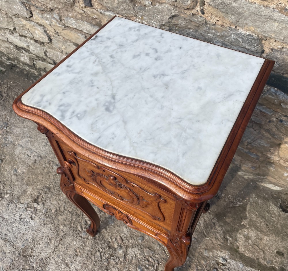 Antique French Marble Top Bedside Cupboard View IV
