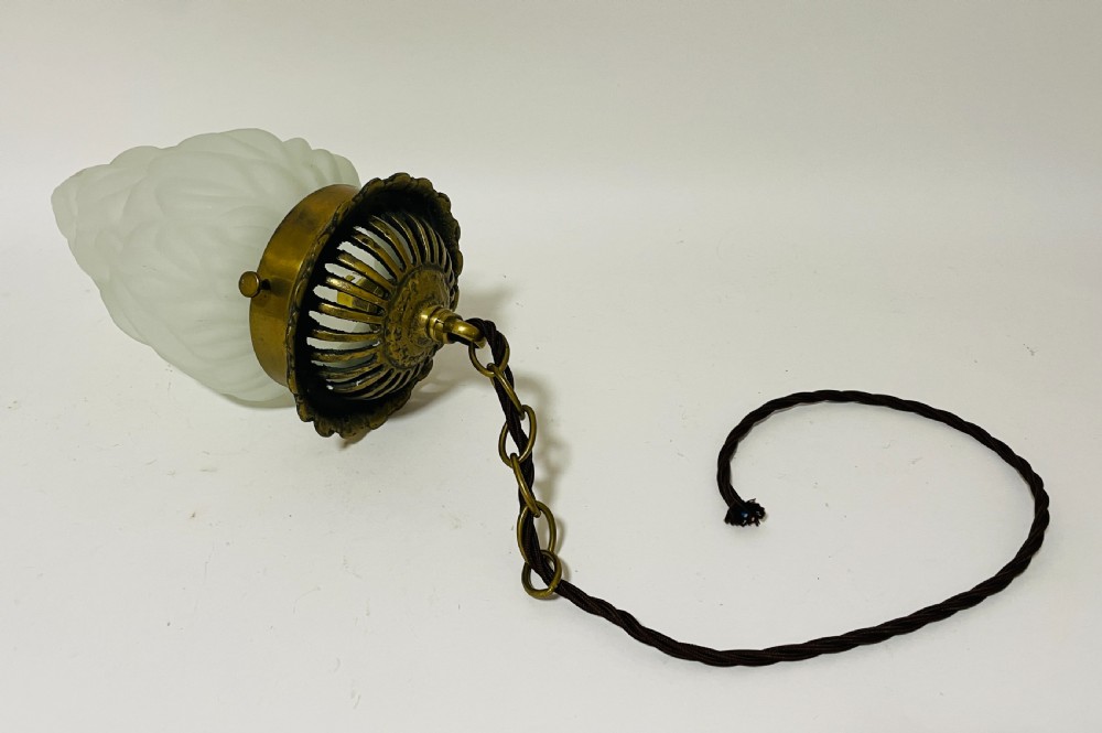Antique Glass Flame Pendant Light View V