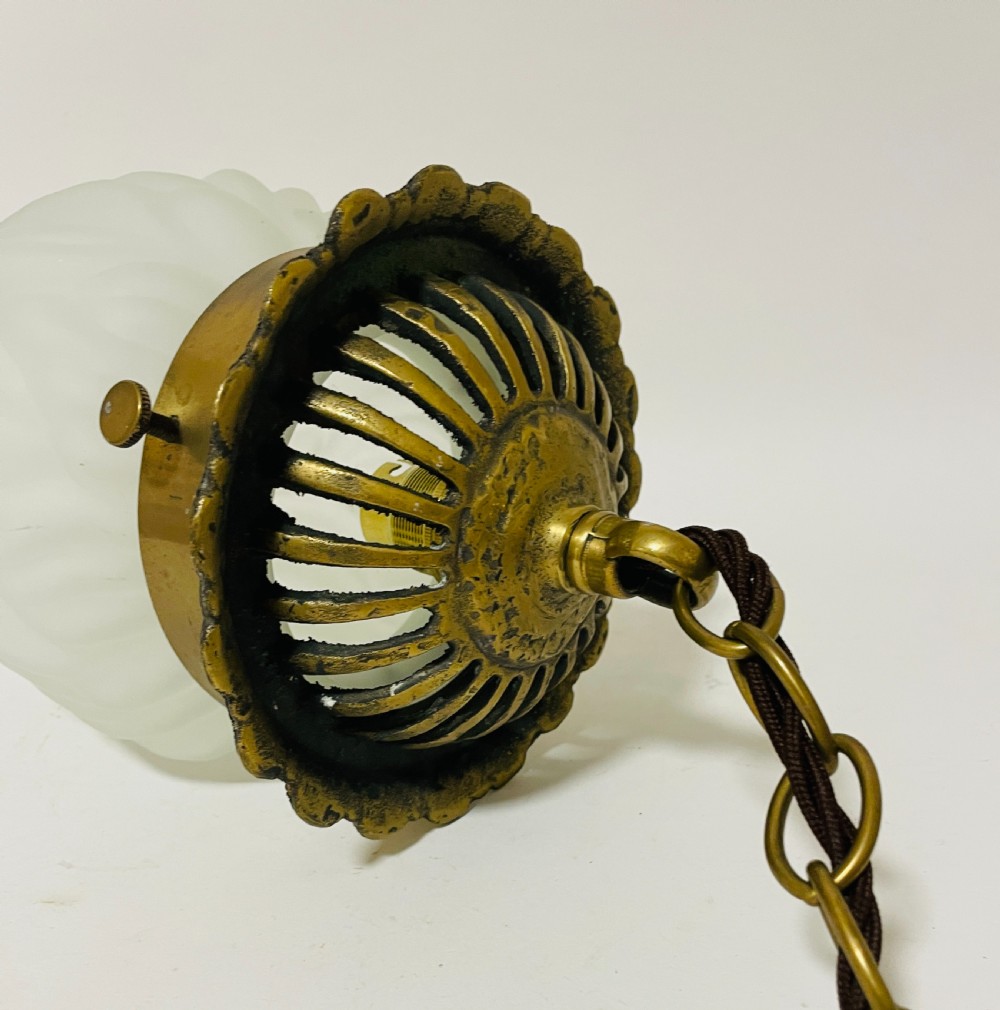 Antique Glass Flame Pendant Light View VI