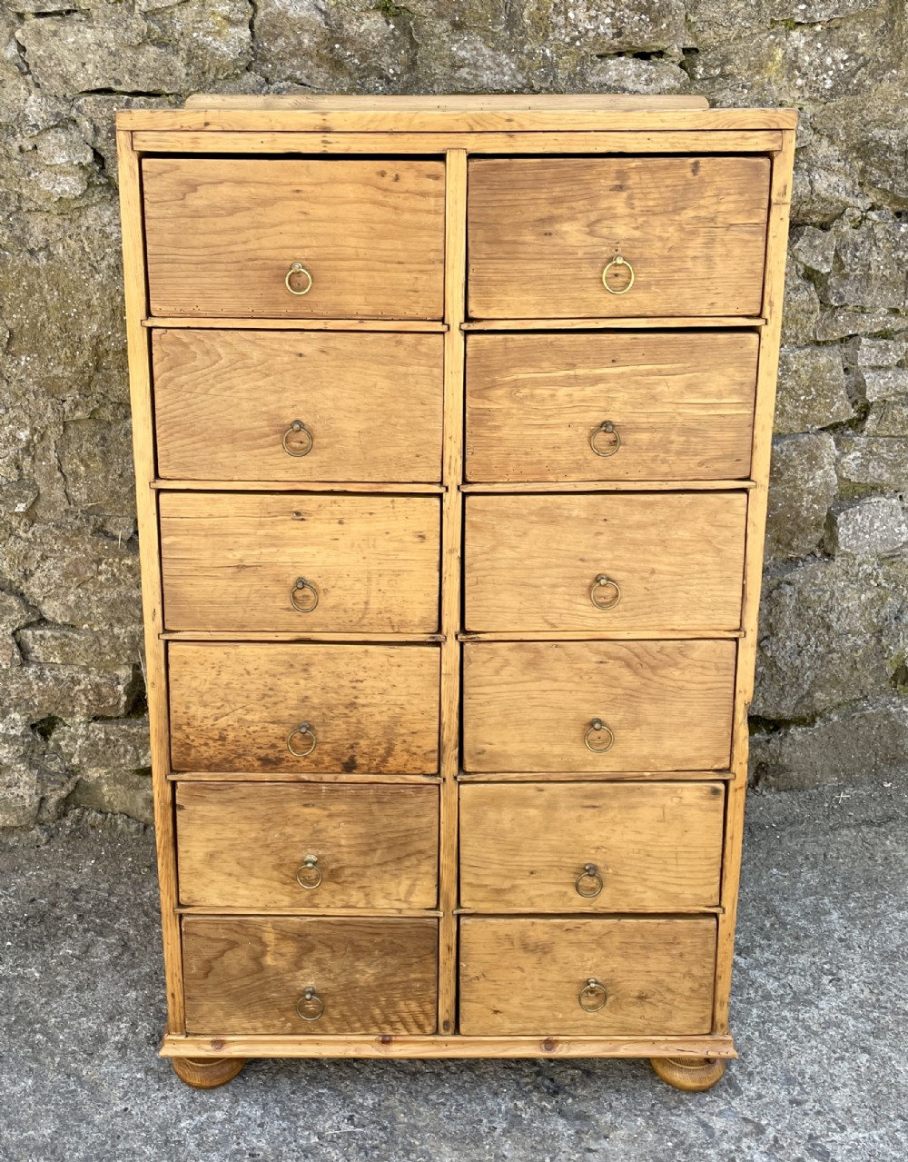 Antique Pine Bank of Drawers