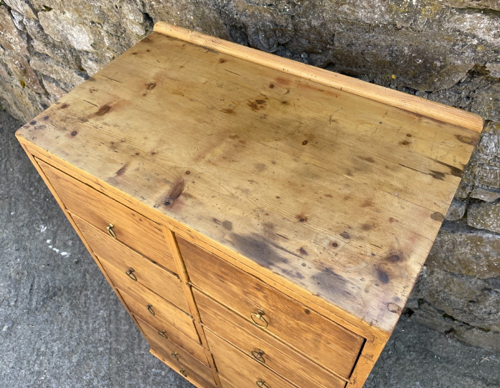 Antique Pine Bank of Drawers View VI
