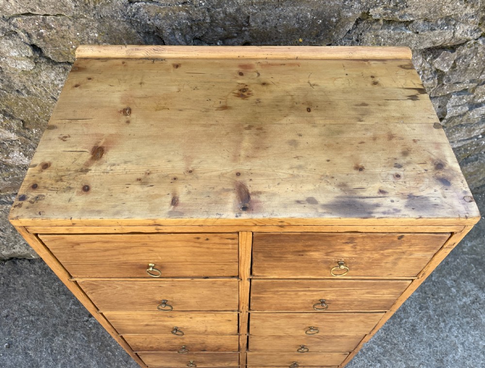Antique Pine Bank of Drawers View X