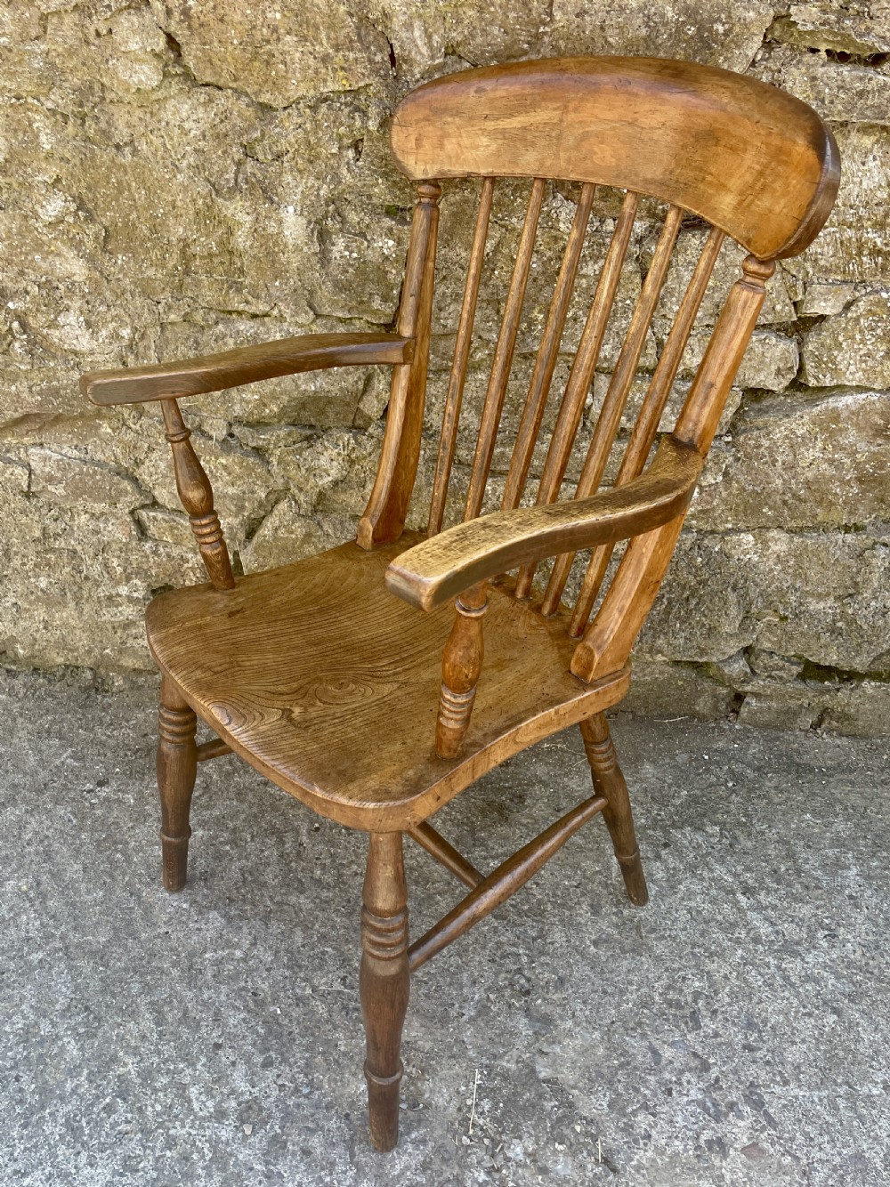 Antique Stick Back Farmhouse Chair View V