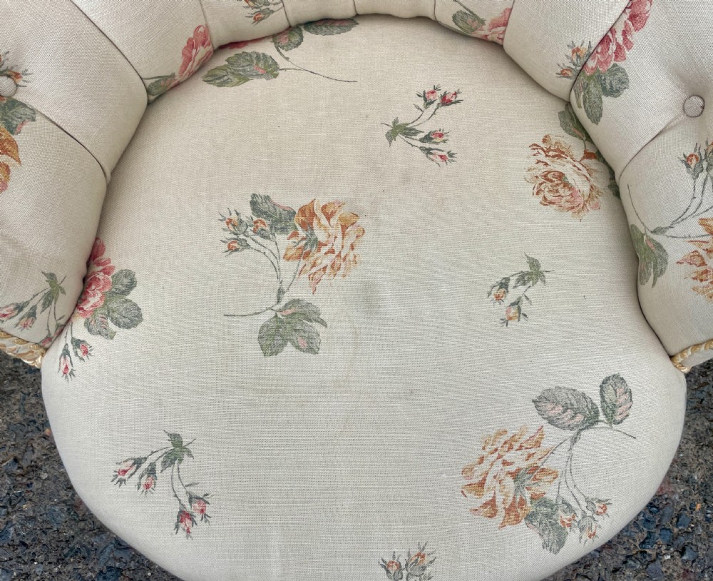 Antique Floral Button Back Armchair View VI