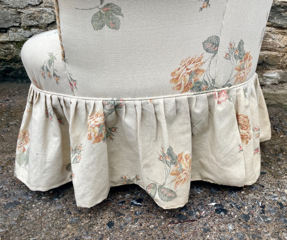 Antique Floral Button Back Armchair View VIII