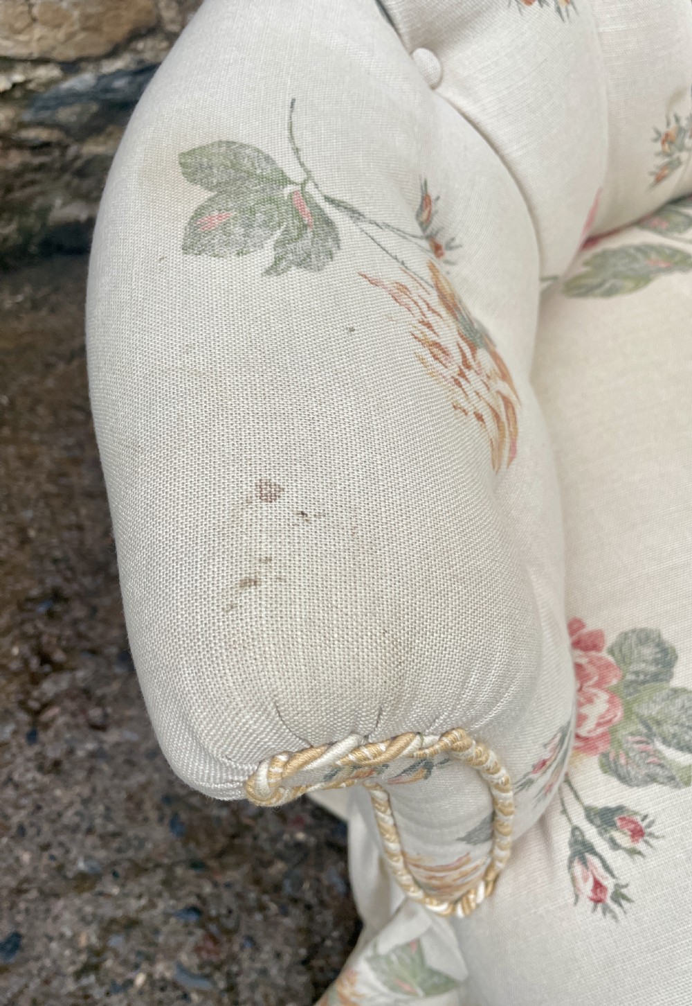 Antique Floral Button Back Armchair View XI