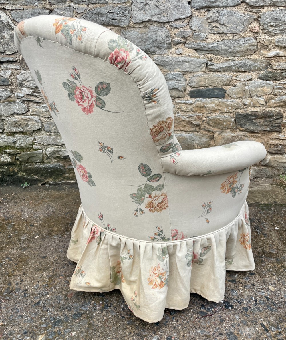 Antique Floral Button Back Armchair View XIII