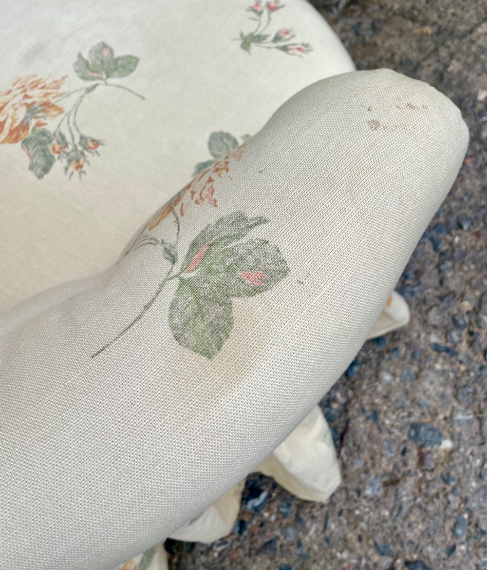 Antique Floral Button Back Armchair View XVII