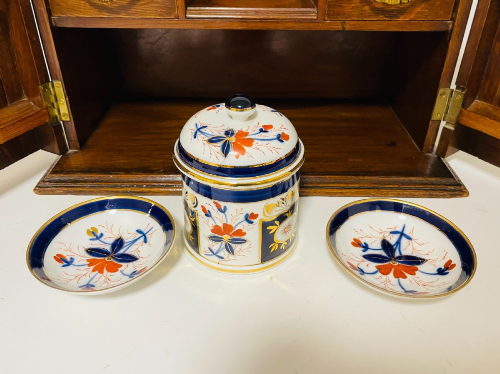 Edwardian Oak Smokers Cabinet with Imari Bowls View V