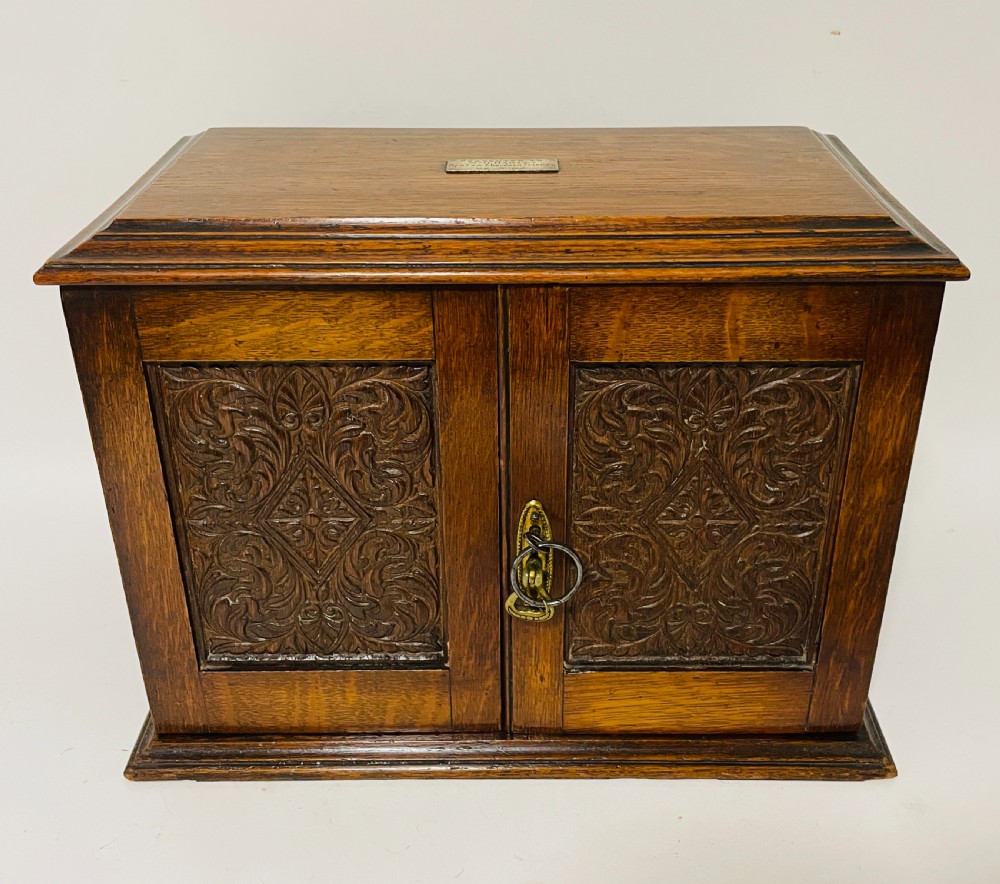 Edwardian Oak Smokers Cabinet with Imari Bowls View IX