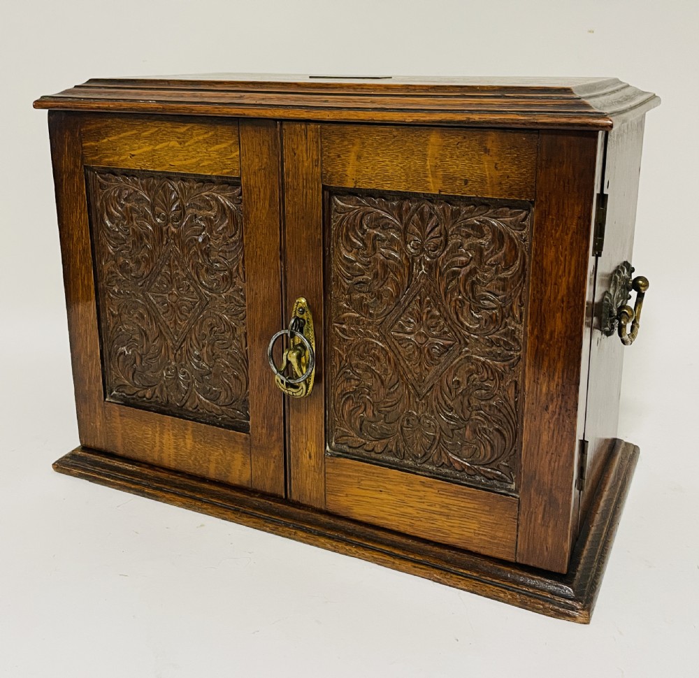 Edwardian Oak Smokers Cabinet with Imari Bowls View XIII