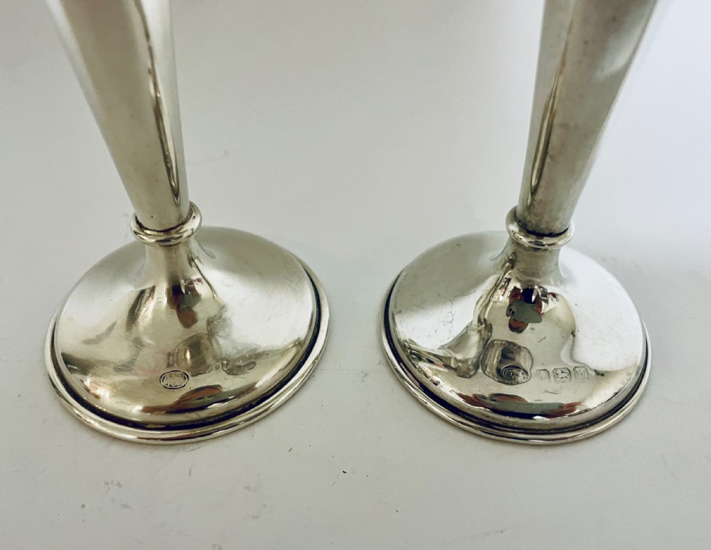 Pair of Antique Silver Trumpet Vases View VII