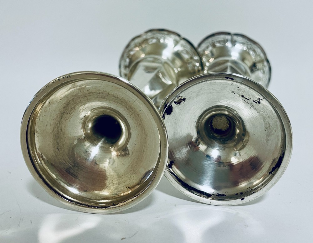 Pair of Antique Silver Trumpet Vases View XI