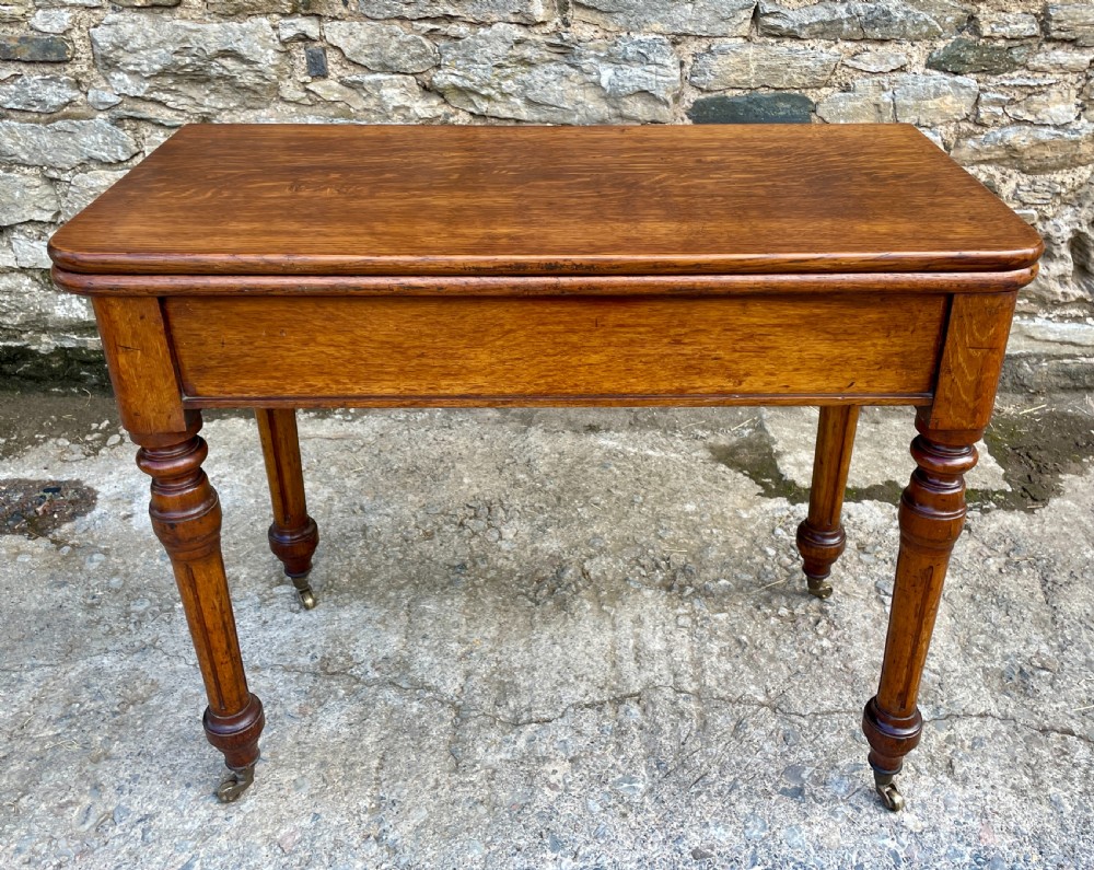 Victorian Oak Fold Over Card Table