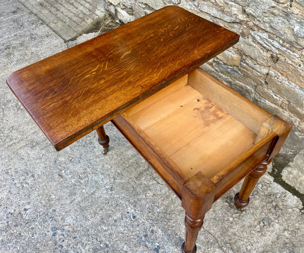 Victorian Oak Fold Over Card Table View V