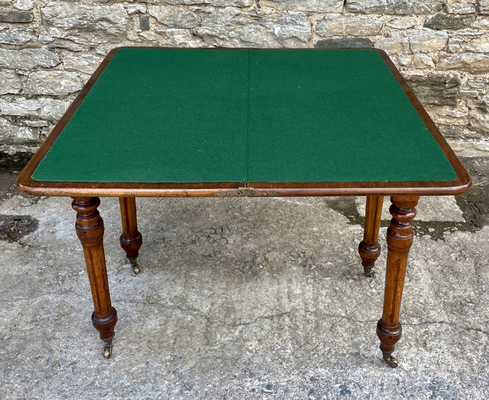 Victorian Oak Fold Over Card Table View XI
