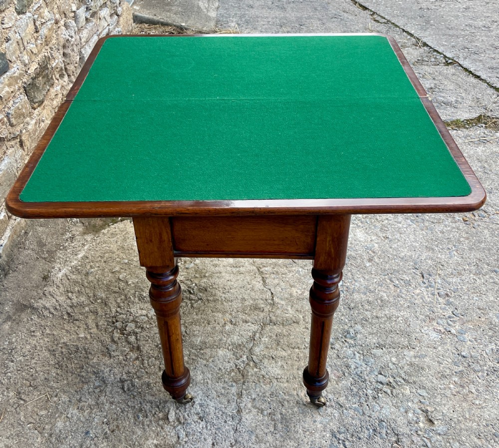 Victorian Oak Fold Over Card Table View XII