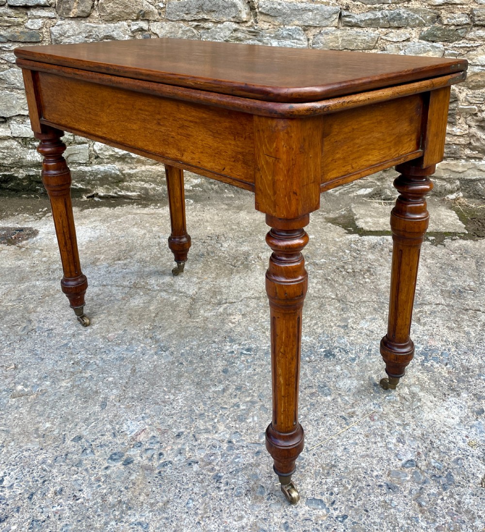 Victorian Oak Fold Over Card Table View XIII