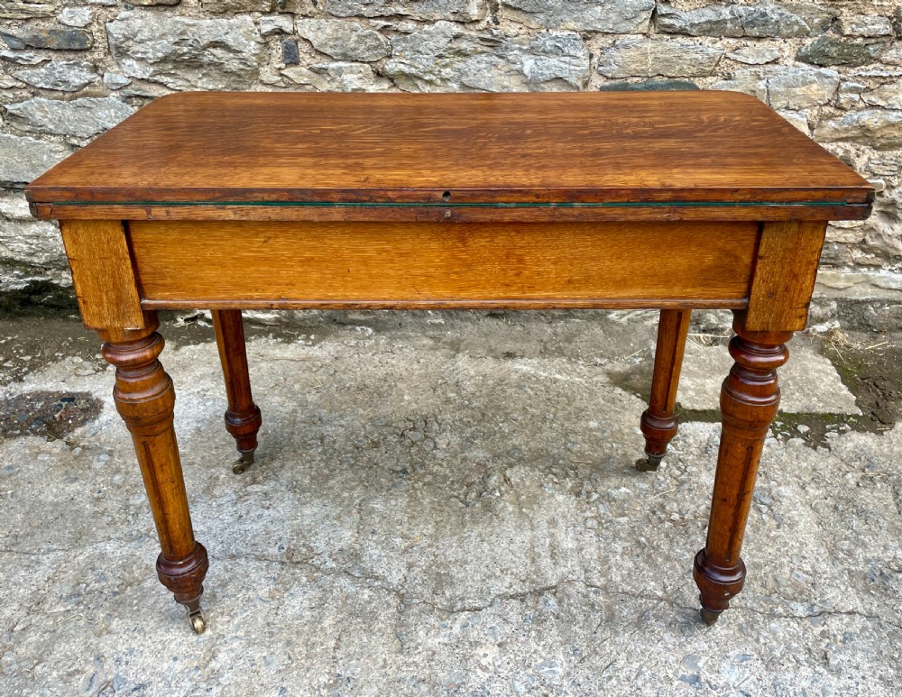 Victorian Oak Fold Over Card Table View XIV