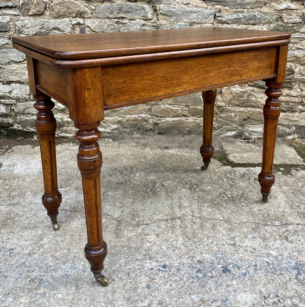 Victorian Oak Fold Over Card Table View XVI
