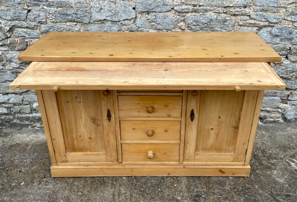 Antique Pine Sideboard with Bread Board View XII